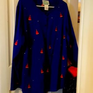 Navy Nautical sailboat w/rhinestones.   lightweight cotton jacket/sweater.